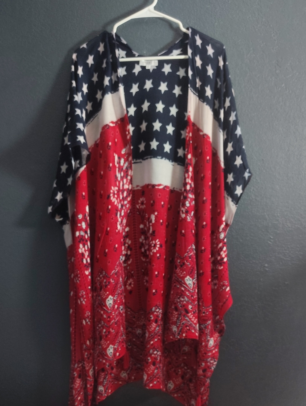 HEAT  Patriotic Western flag Bandana Style Star-Print Kimono